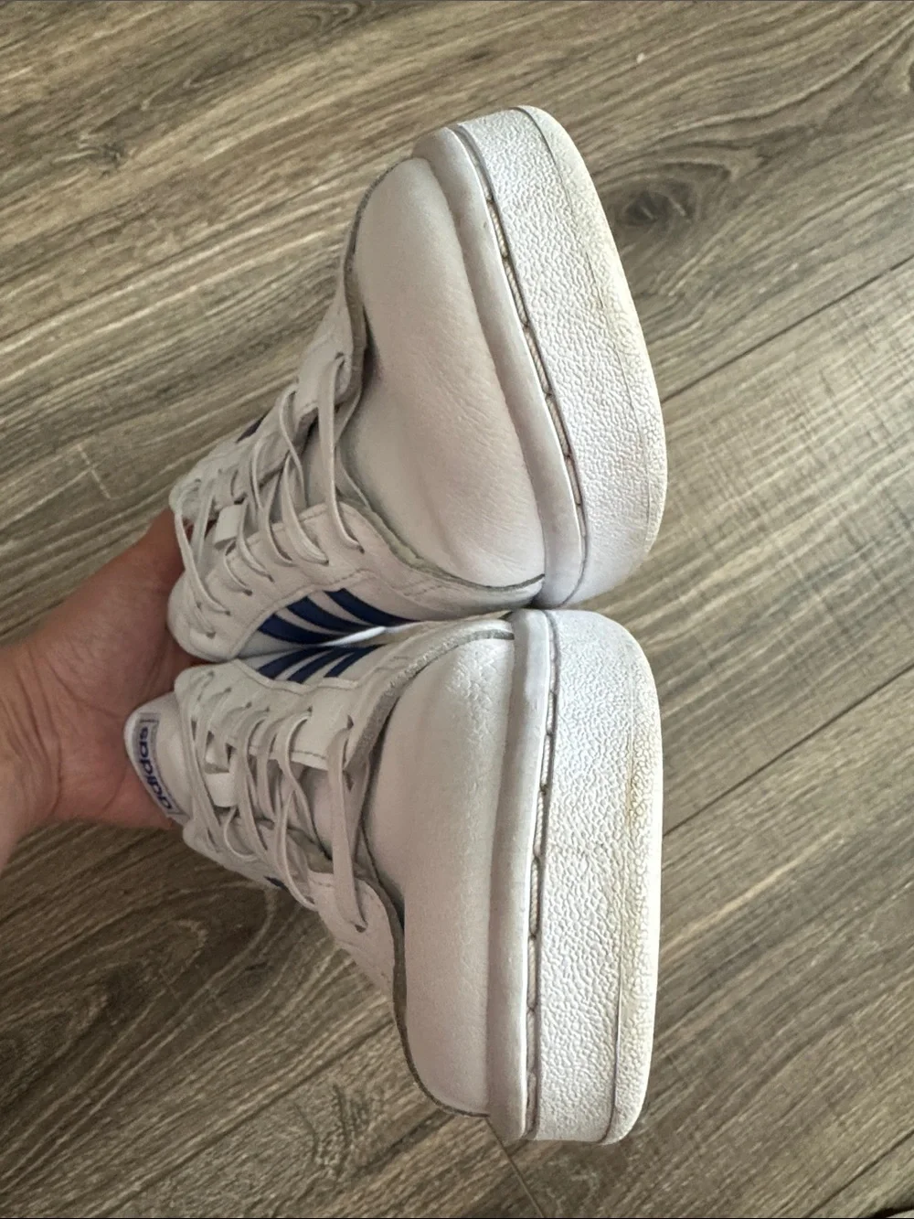 adidas White and Blue Men's Low-Top Sneakers